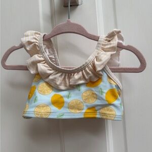 NWOT Stitchy Fish 12-18M Girls Blue & Yellow Lemon Bikini Top